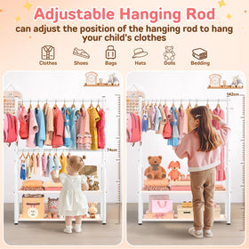 ZHKINGGS baby closet features bottom storage basket for toys and clothes.