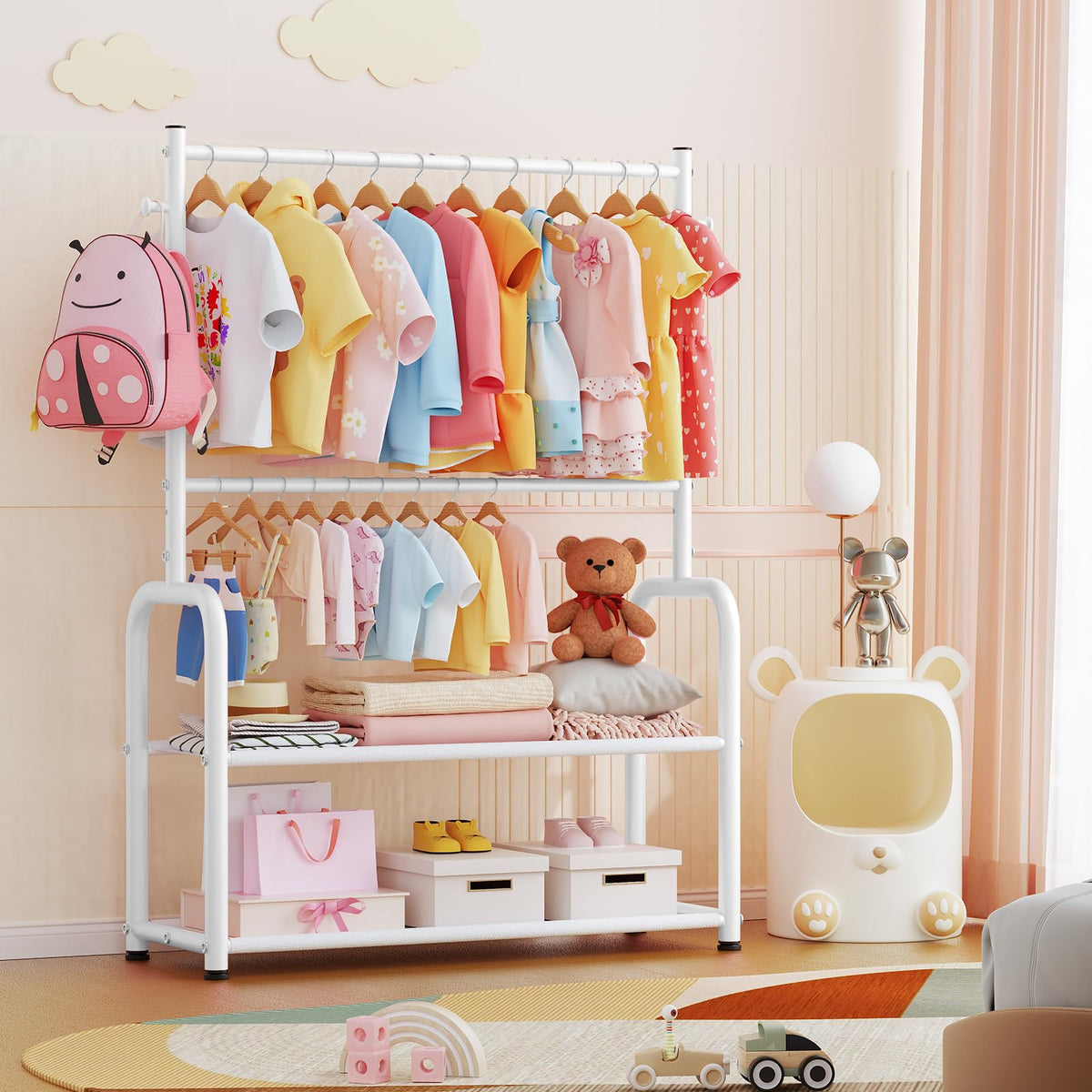 ZHKINGGS birthday party setup shows convenient dress up and display storage.