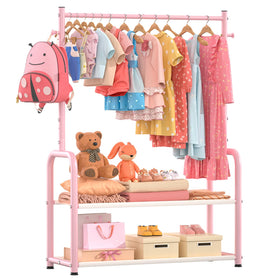 ZHKINGGS dress up rack with adjustable hanging rods for growing kids.