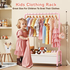 ZHKINGGS dress up rack with hooks and hanging rod for easy costume storage.