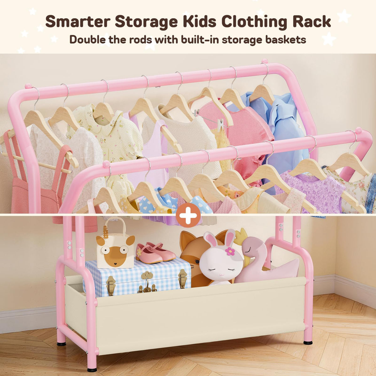 ZHKINGGS lower basket on kids rack stores shoes and toys neatly