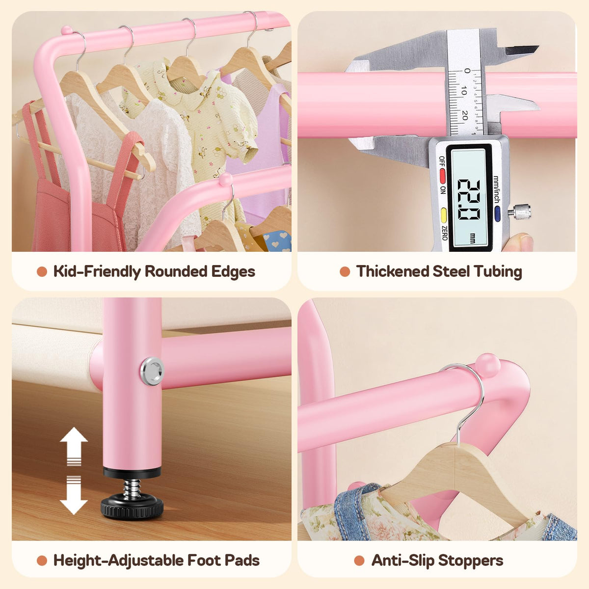 ZHKINGGS sturdy metal frame provides lasting stability for the rack
