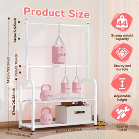 ZHKINGGS multi-functional design includes hooks, hanging rods, and a storage basket.