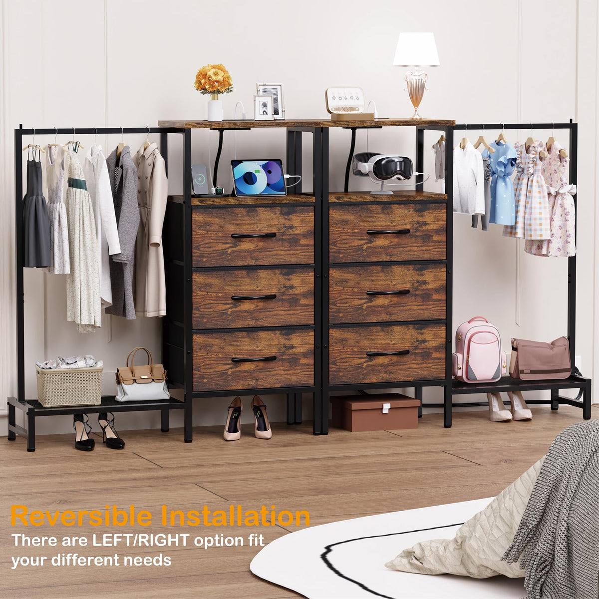 ZHNSYDN dresser bedroom setup fits with brown finish