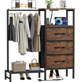 ZHNSYDN dresser with hanging rack for organized clothes storage