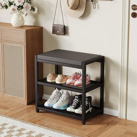 ZHOOGE entryway storage bench provides organized space for shoes and bags.