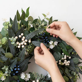 Zhoree wreath on hallway or window to add year-round charm.