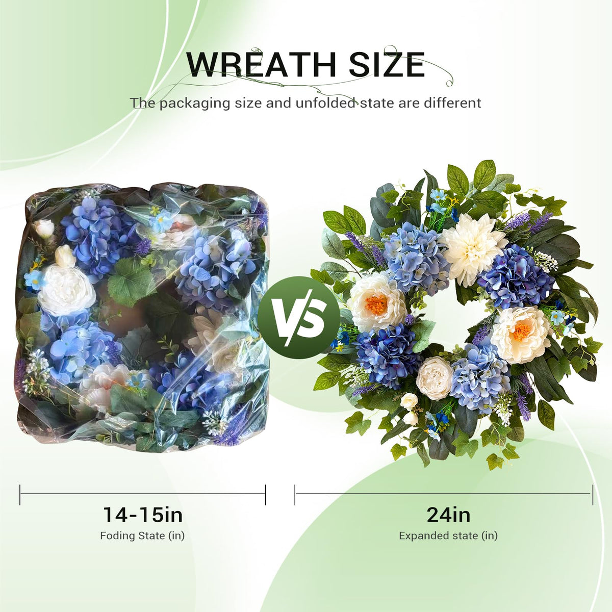 Zhoree 24-inch front door wreath enhancing curb appeal with lifelike silk petals