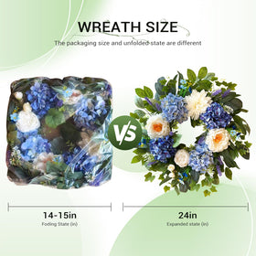 Zhoree 24-inch front door wreath enhancing curb appeal with lifelike silk petals