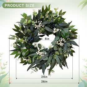 Zhoree large greenery wreath designed for outdoor porch decor.