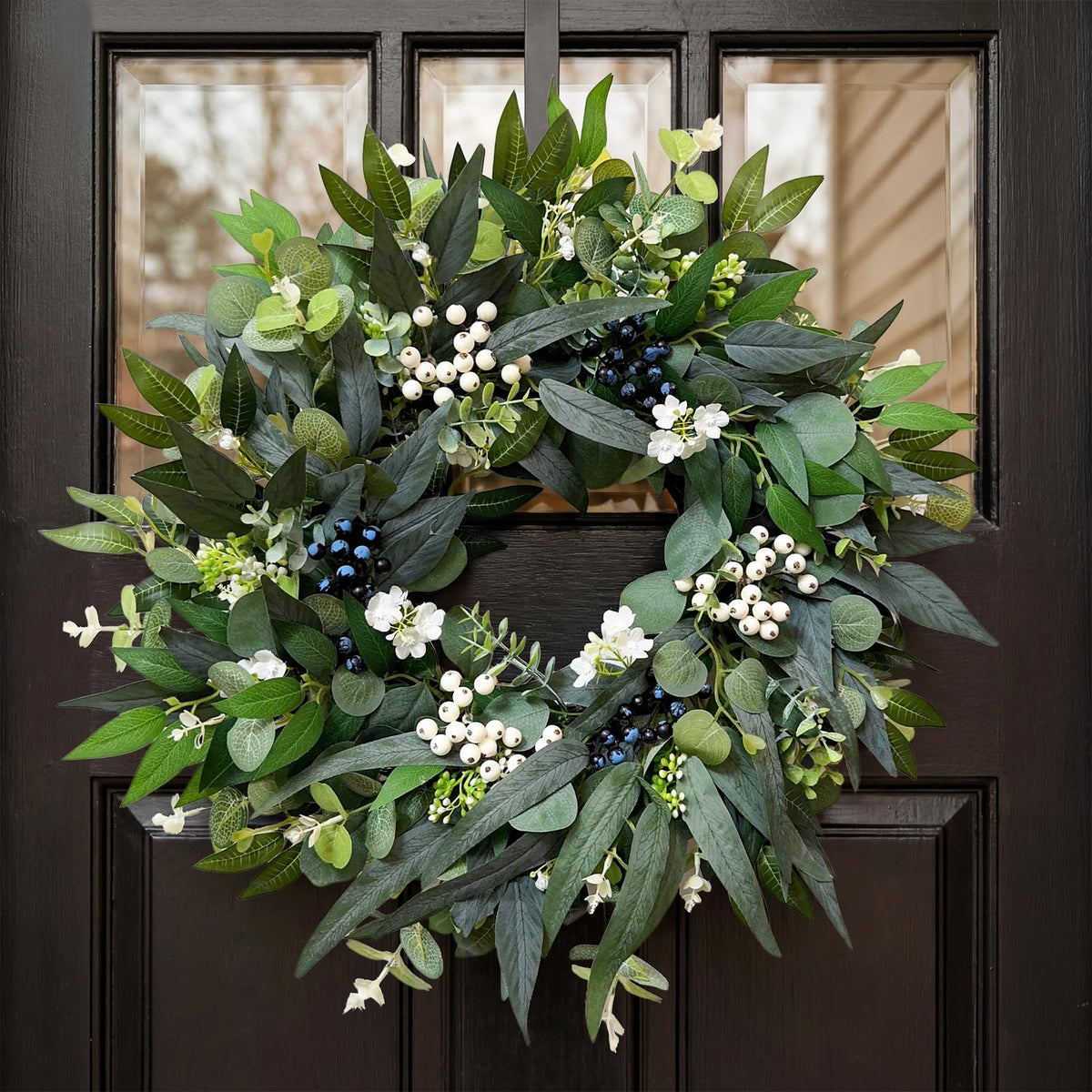 Zhoree eucalyptus wreath suitable for weddings and events as decor.