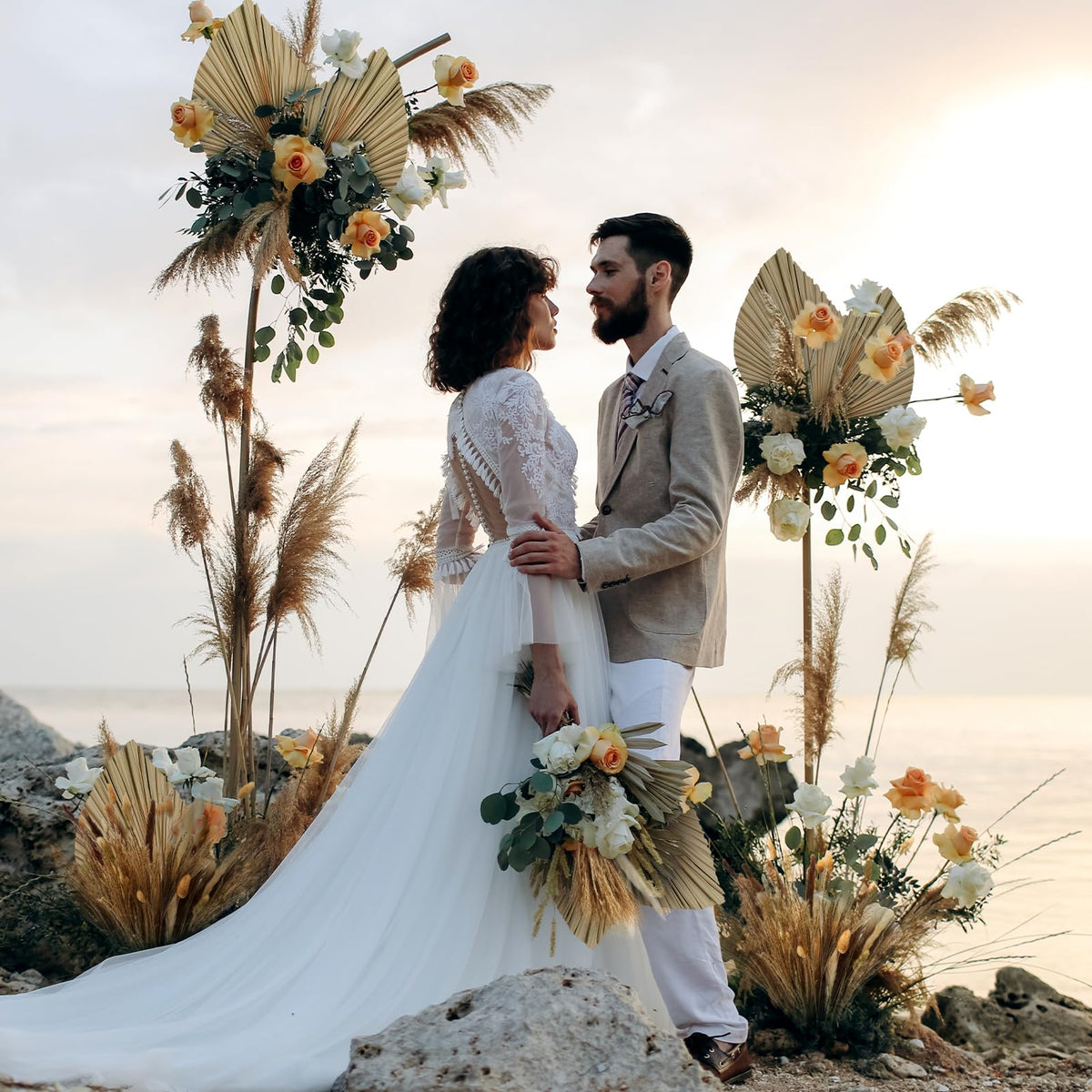 ZhouBoat brown pampas grass dried for vintage vibes
