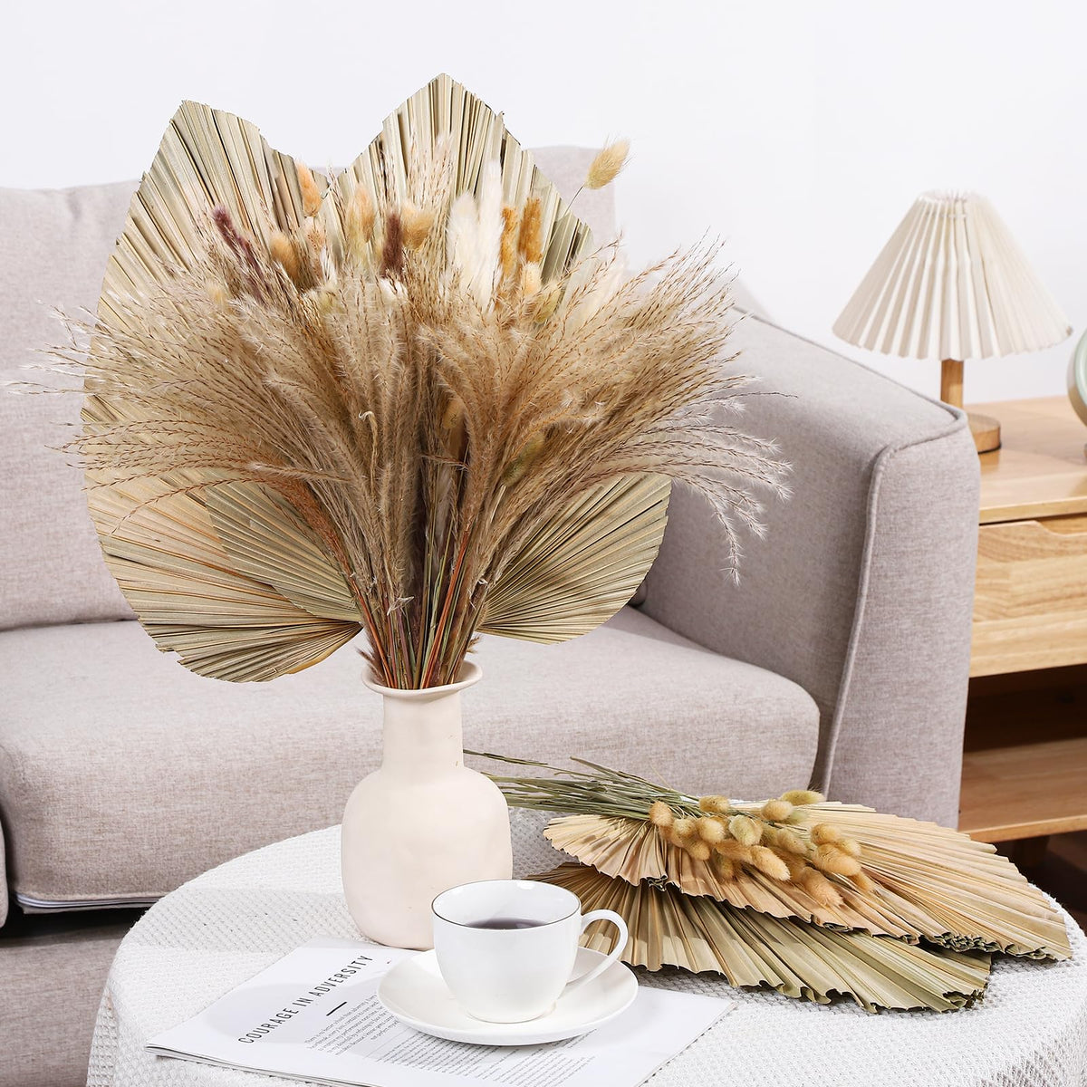 ZhouBoat white pampas grass dried for bright airy decor