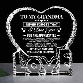 ZHSHWAT grandma heart crystal keepsake on display shelf for cherished memories.