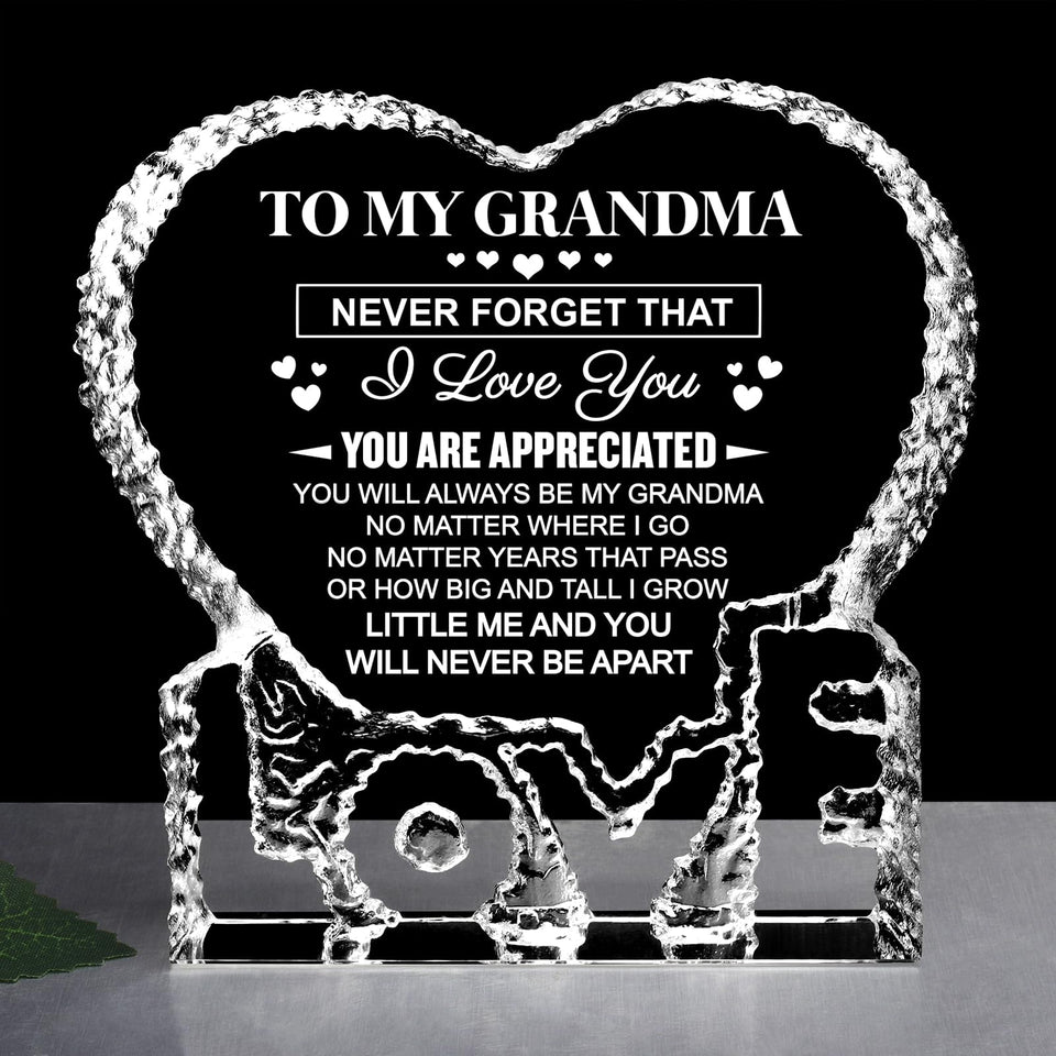 ZHSHWAT grandma heart crystal keepsake on display shelf for cherished memories.