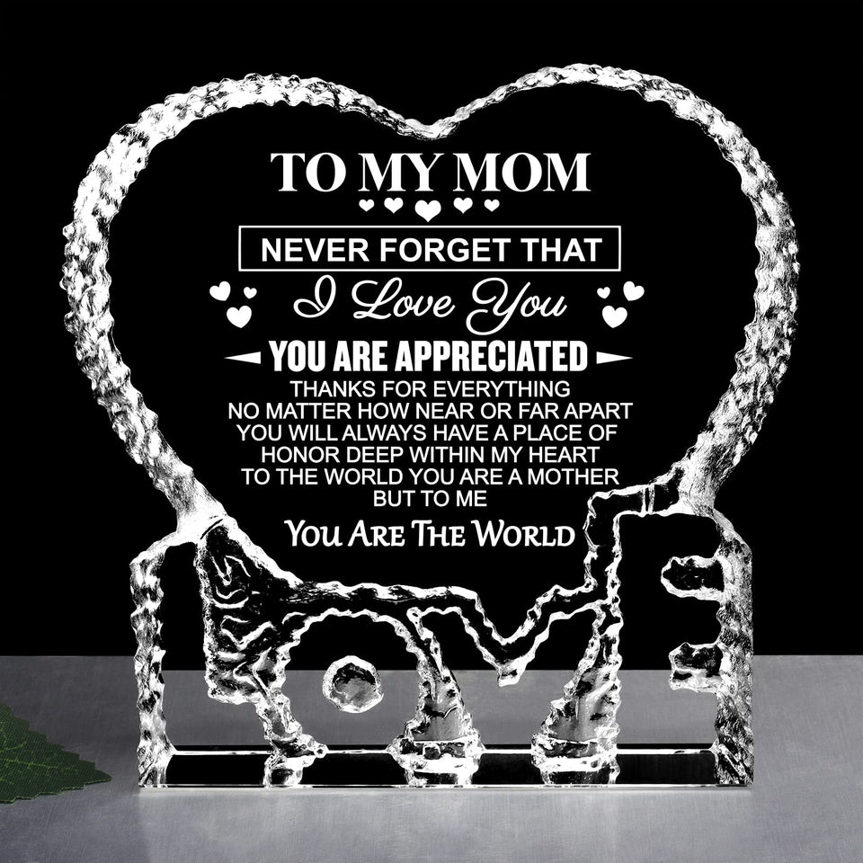 ZHSHWAT K9 crystal gift front view showing elegant keepsake for mom