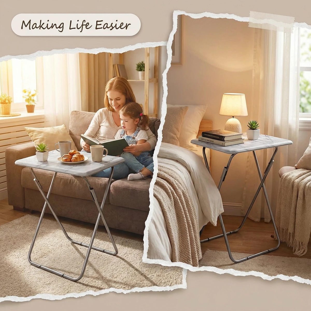 ZHUJERRY bedside tray for convenient snacking or laptop.