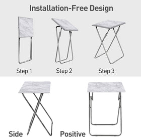 ZHUJERRY tray folds flat for compact storage against wall.