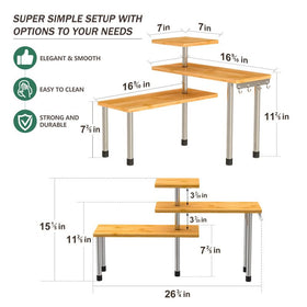 ZHWS bamboo 3-tier corner shelf doubles as coffee bar organizer