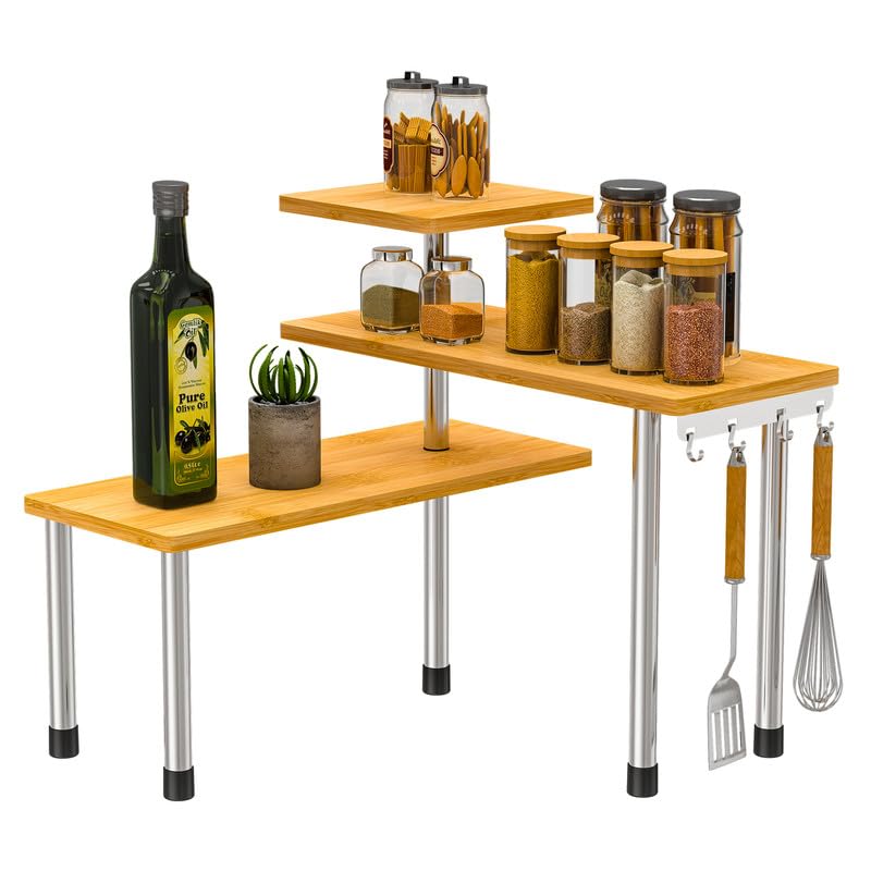 ZHWS bamboo 3-tier corner shelf packaged in a stylish gift box