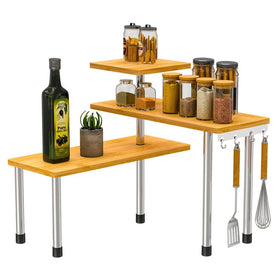 ZHWS bamboo 3-tier corner shelf packaged in a stylish gift box