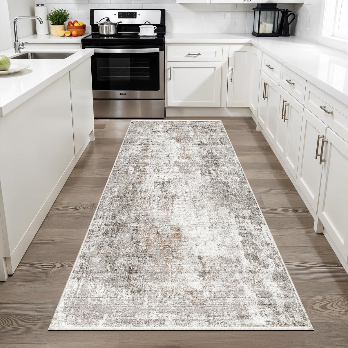 ZHXXUJ 3x6 washable kitchen runner brown brings warmth and practicality to busy homes.