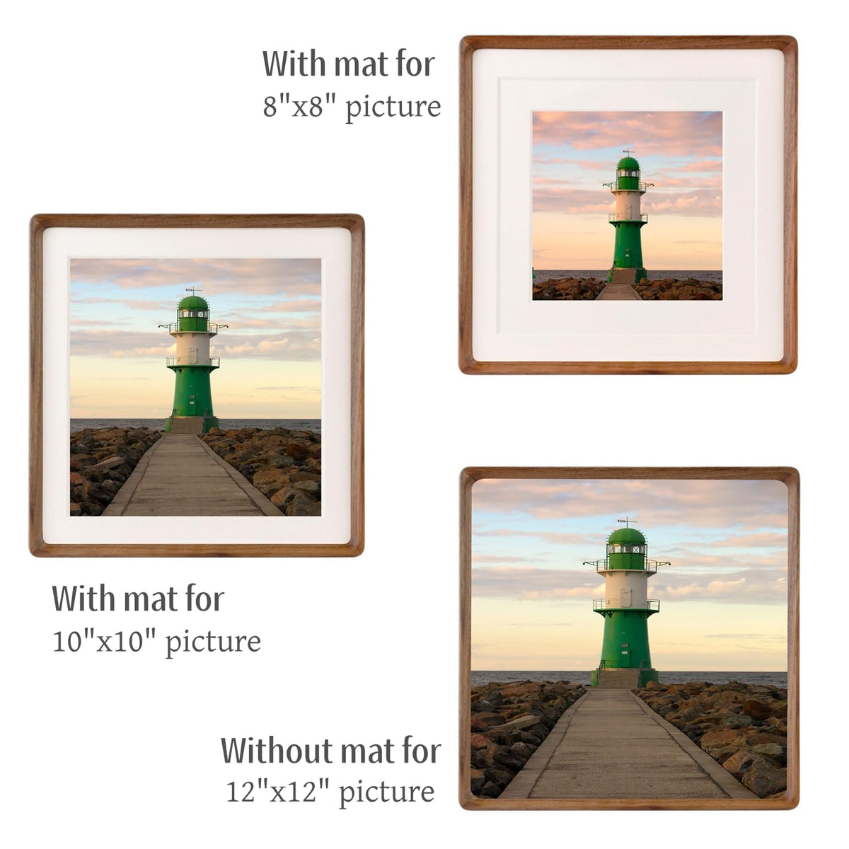 Zibrelte matted 8x8/10x10 frame front enhances images with depth