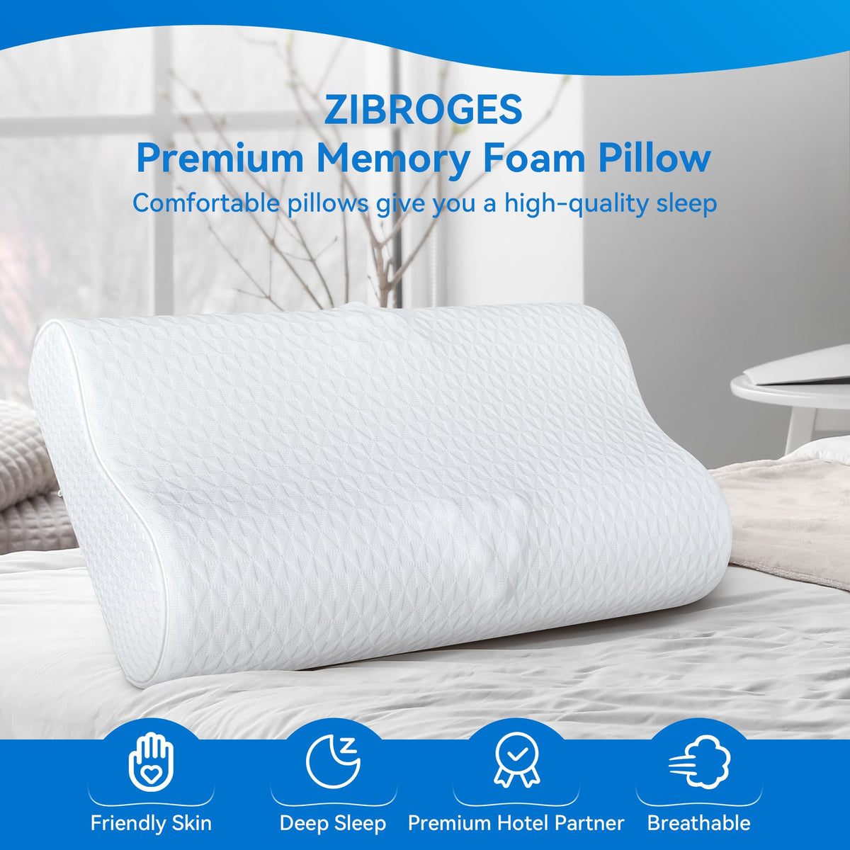 Zibroges dynamic foam maintains shape over time for reliable neck support.