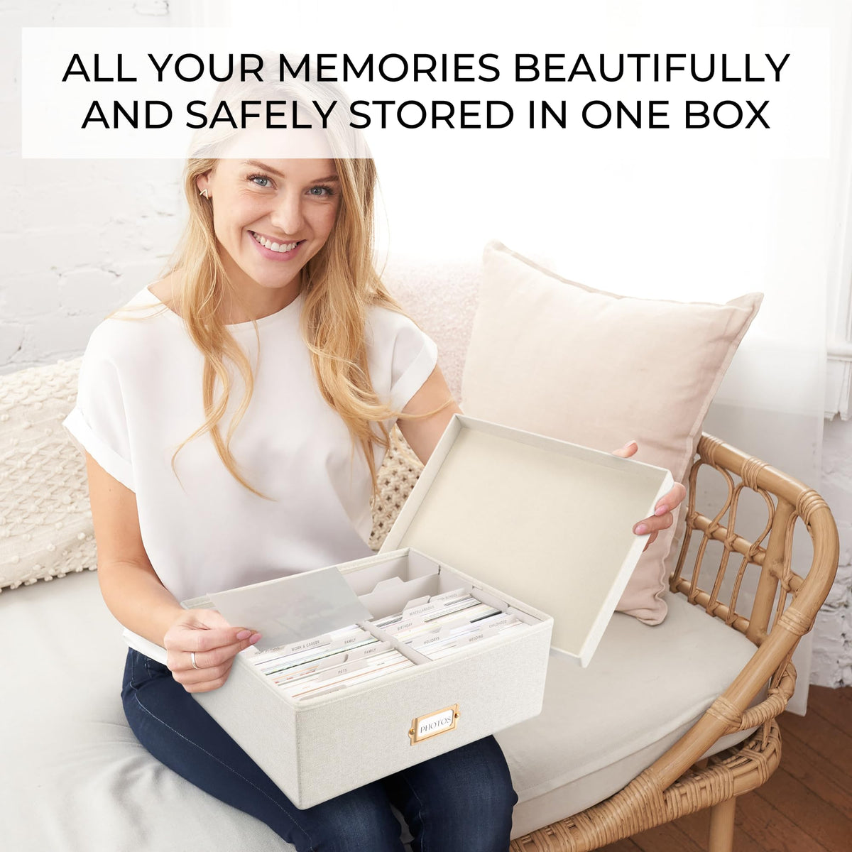 ZICOTO photo box with 30 dividers and labels for easy categorization.