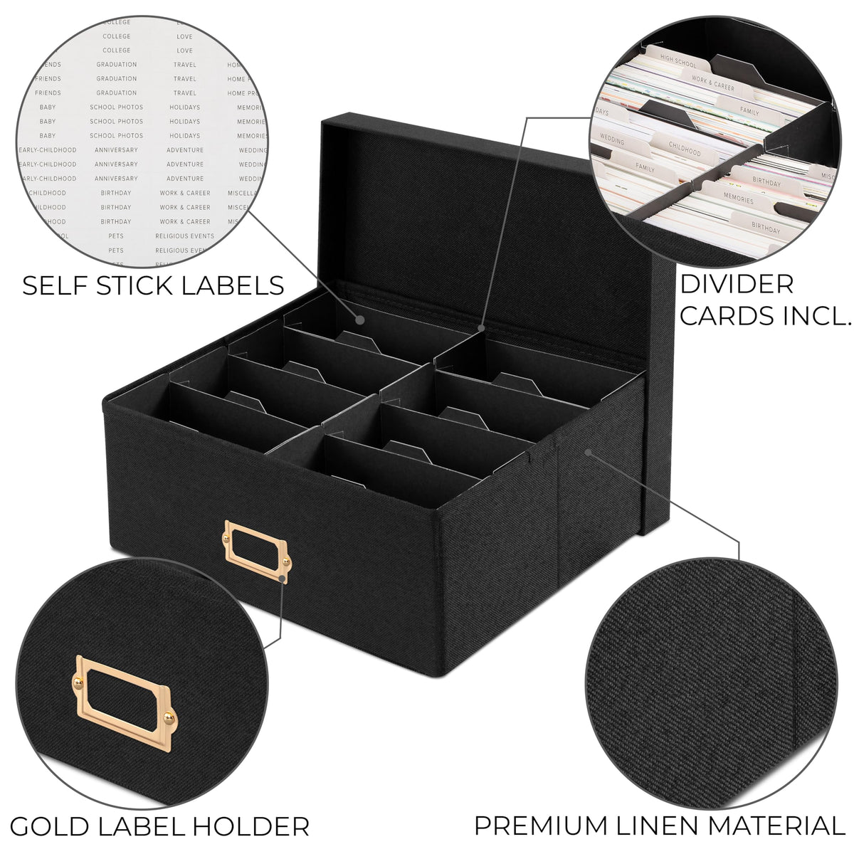 ZICOTO 30 dividers enable clear categorization of family, travel, and memories.