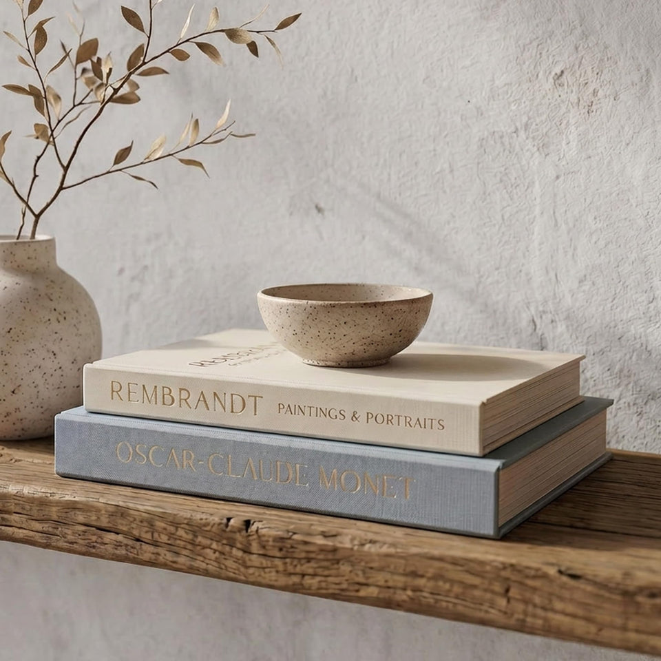 ZICOTO beautiful decorative books set in linen boxes adds elegant shelf appeal and discreet storage.