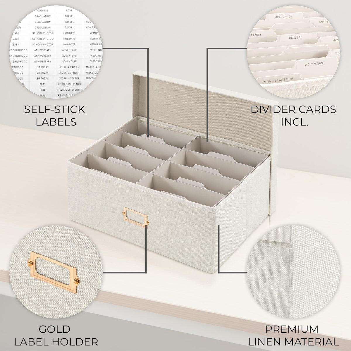 ZICOTO built-in label holder keeps photos easy to locate.