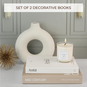 ZICOTO decorative books brown and beige hues elevate living room ambiance