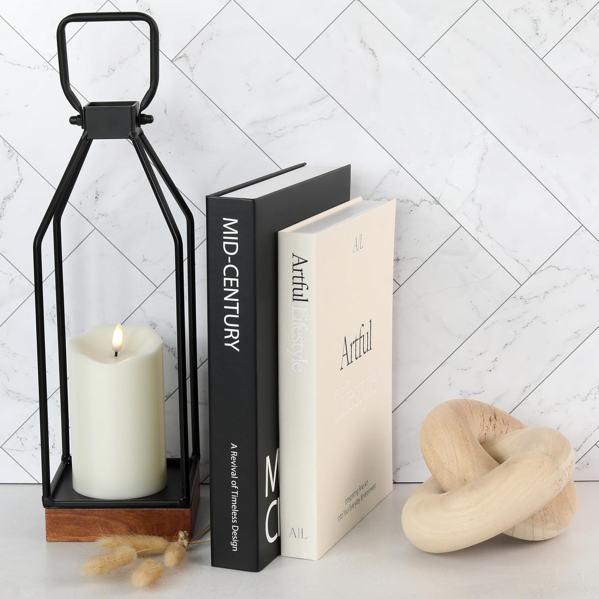 ZICOTO decor books on a coffee table anchor the centerpiece with subtle style.