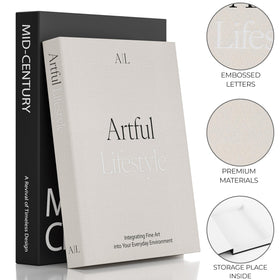 ZICOTO decorative books displayed on a shelf add texture and balance.