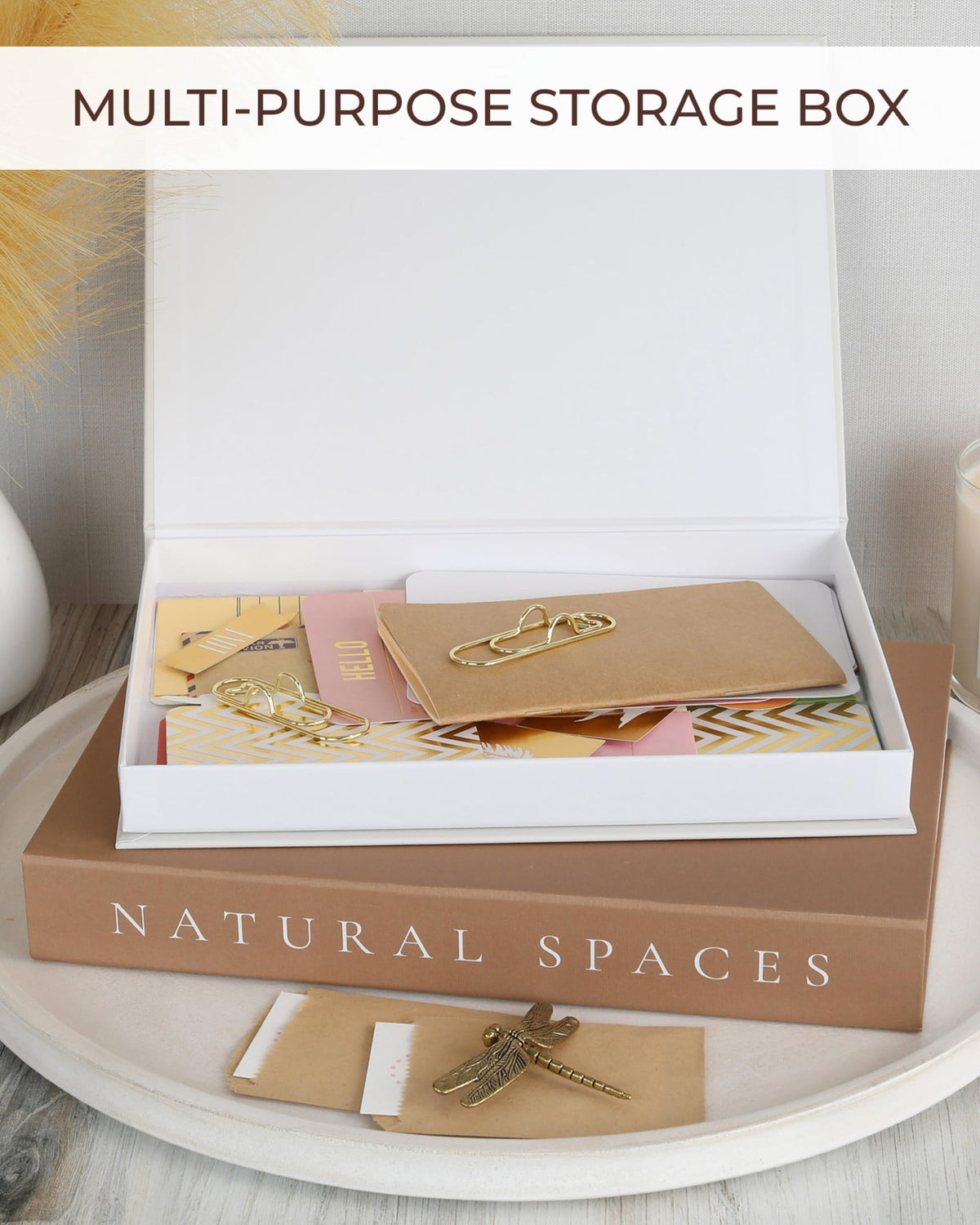 ZICOTO decorative books reveal hidden storage for keepsakes.