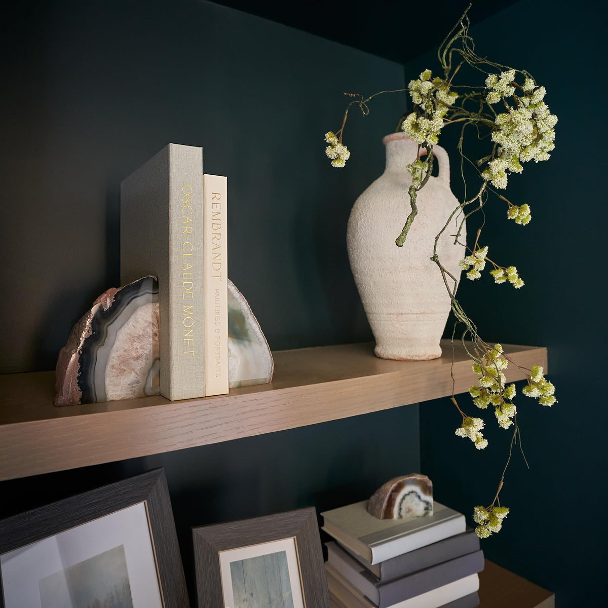 ZICOTO decorative books in sage and beige bring modern warmth.