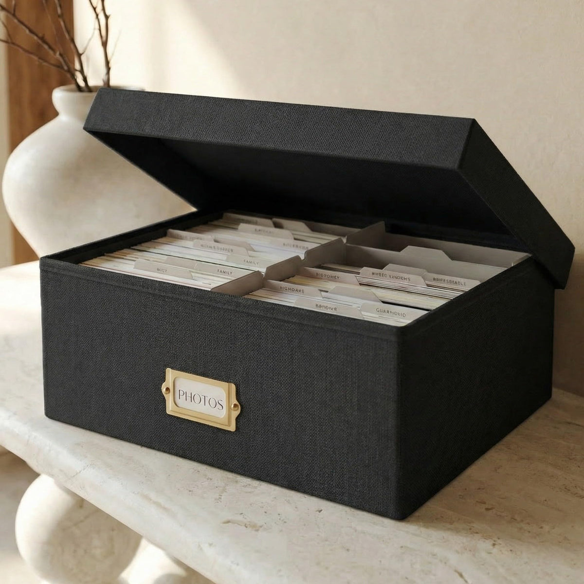 ZICOTO decorative photo box with lid keeps memories safe and adds elegant storage to any room.