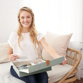 ZICOTO decorative photo storage box with large lid fits bigger keepsakes