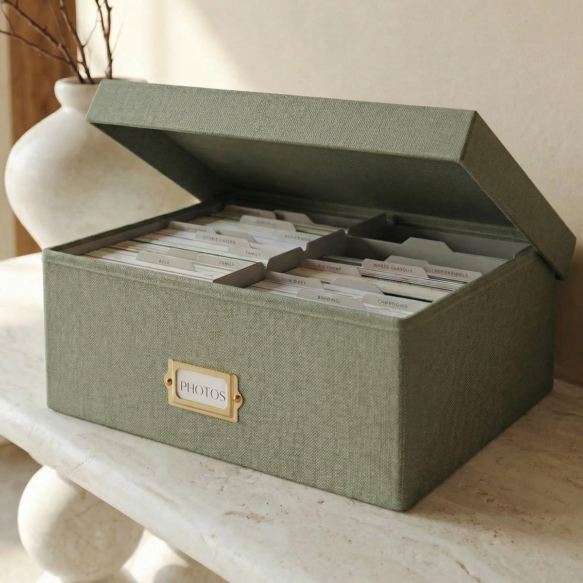 ZICOTO decorative storage box with lid in sage green adds elegant organization