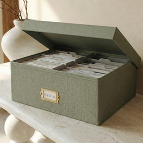 ZICOTO decorative storage box with lid in sage green adds elegant organization