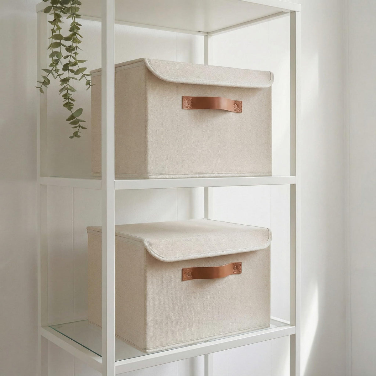 ZICOTO decorative storage box with lid atop a shelf keeps photos neatly organized.