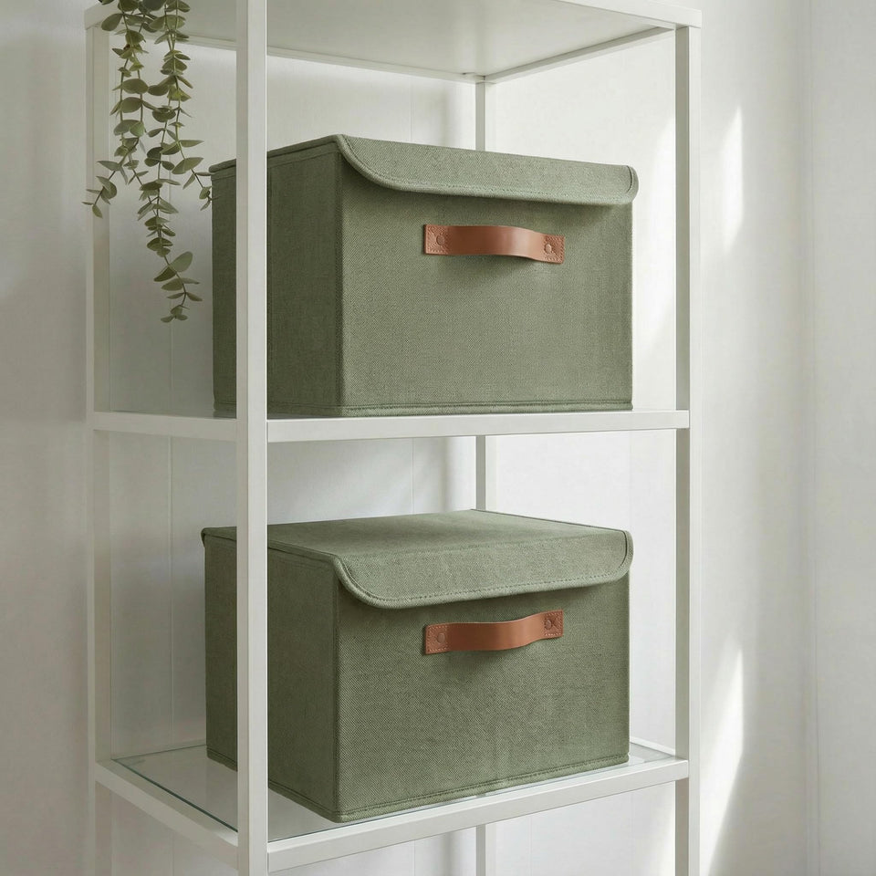 ZICOTO decorative storage boxes with lids organize photos and keepsakes while dust-protected.