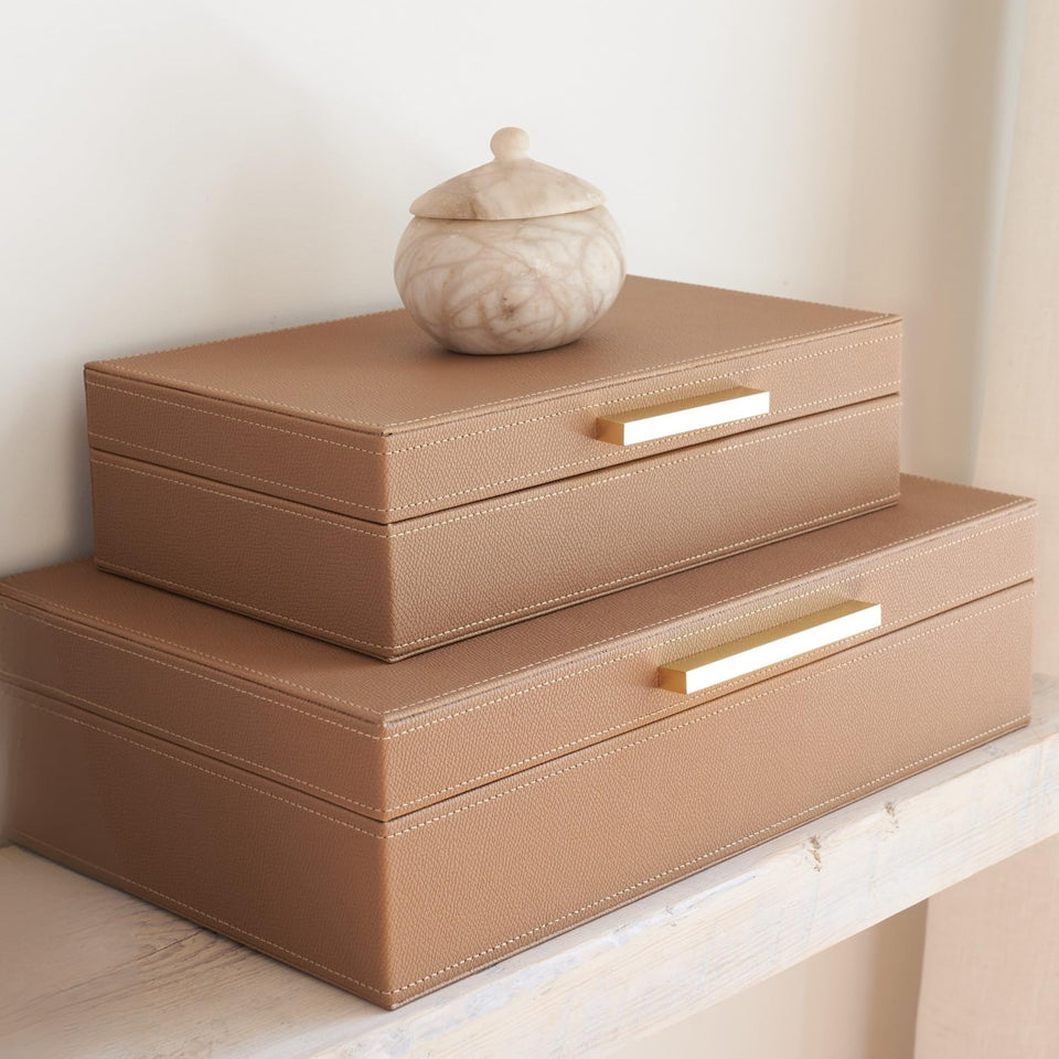 ZICOTO decorative storage box with lid small on shelf keeps photos organized.