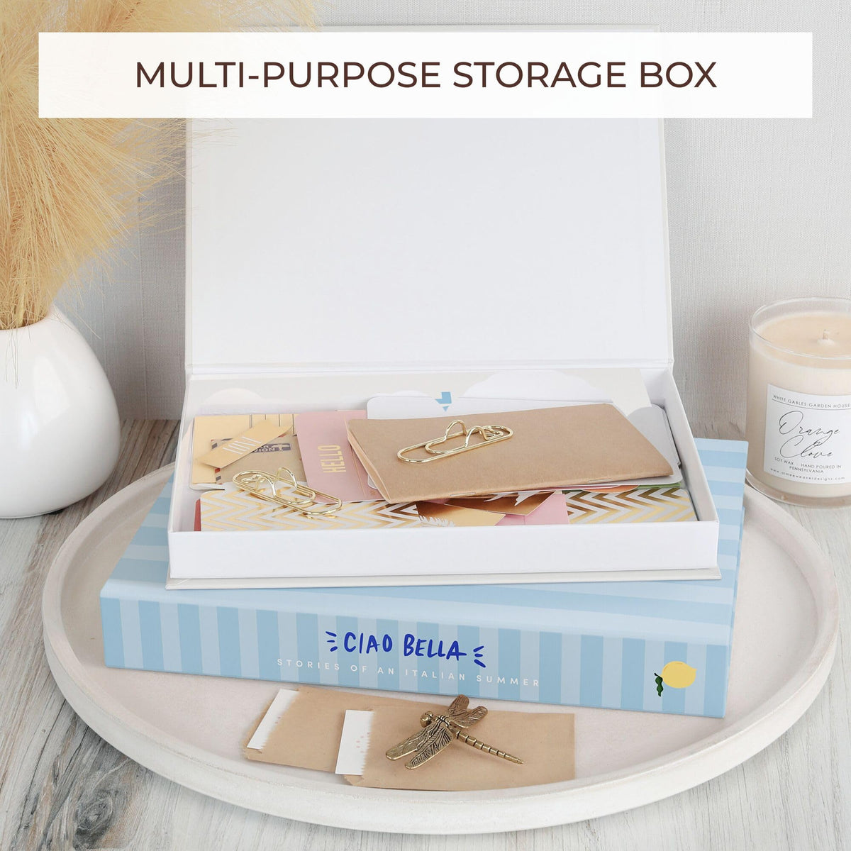 ZICOTO Decorative storage hides small items while remaining decorative.