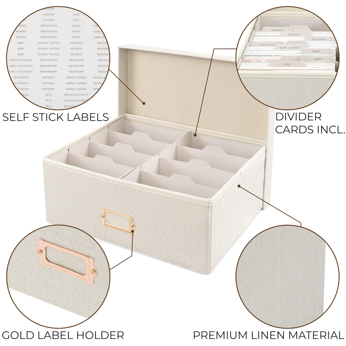 ZICOTO durable linen exterior protects memories over time.