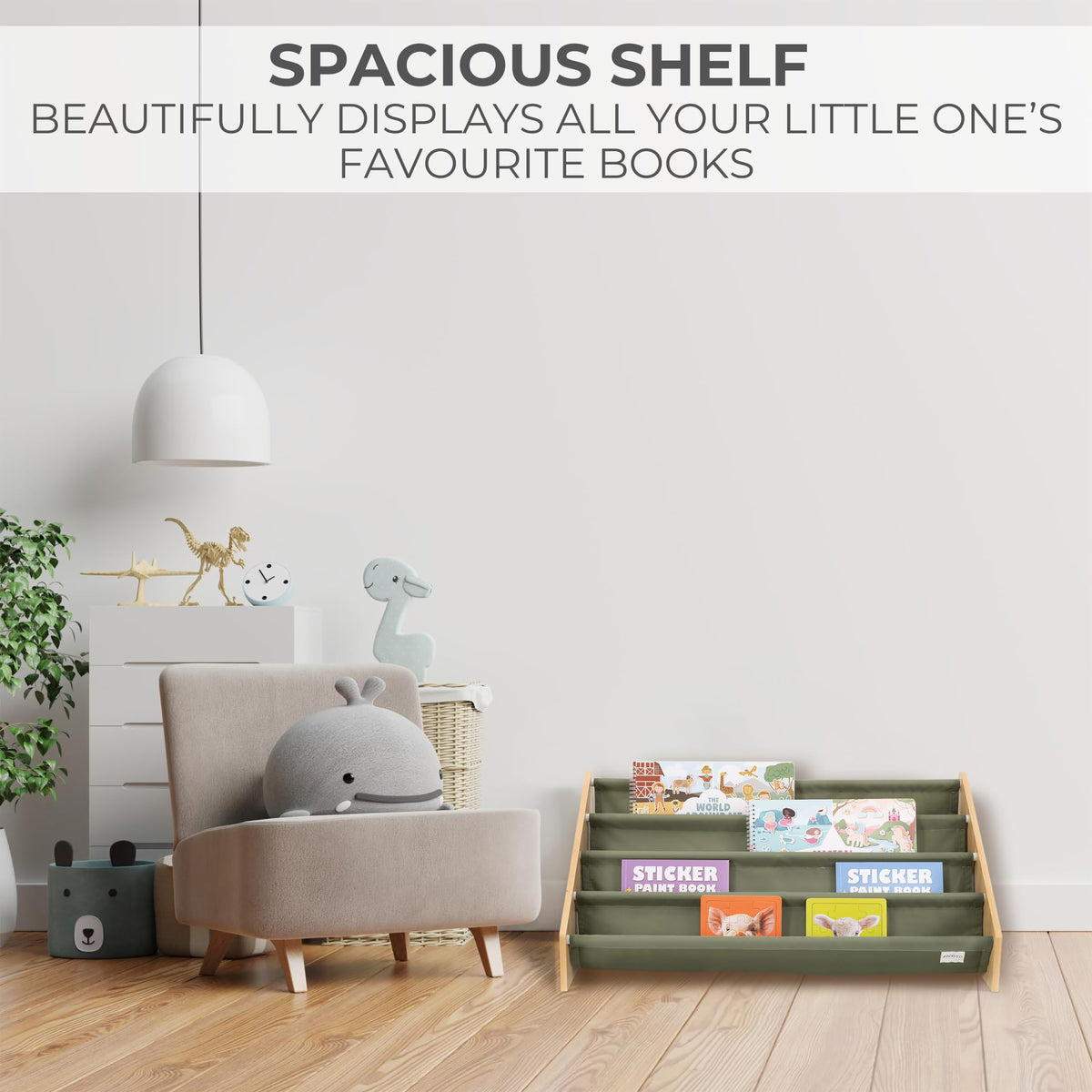 ZICOTO durable wood and fabric shelf designed for safe, long-lasting playtime.