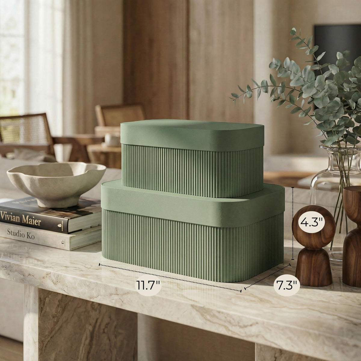 ZICOTO fluted texture close-up shows chic design that enhances shelf style