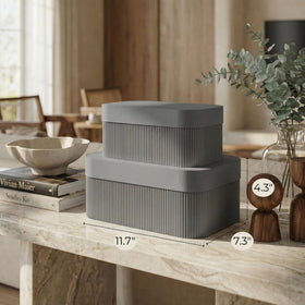 Closeup of the fluted texture on ZICOTO storage boxes