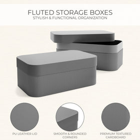 Gray ZICOTO storage boxes displayed on a bookshelf